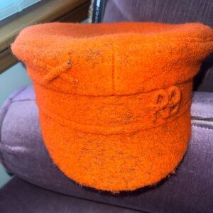 Orange Baker Boy Wool Hat